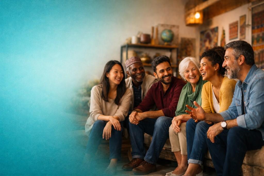 Friends laughing together